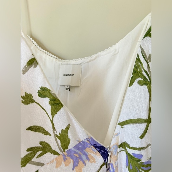 NEW Reformation Anatolia Linen Corset Two Piece Serenity White Floral US 4 UK 8 - Picture 9 of 16